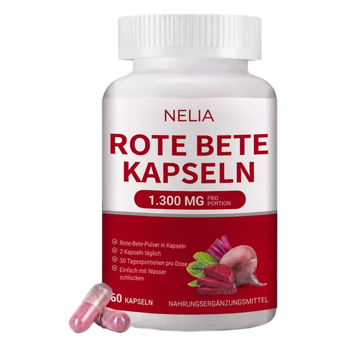 NELIA Rote-Bete-Kapseln – Dose mit 60 Kapseln